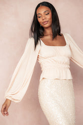 Ceppia Plisse Top - Light Peach